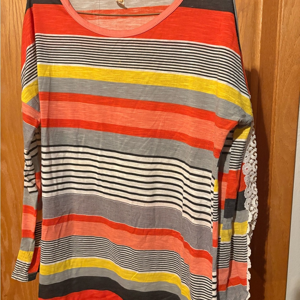 Colorful Striped Long Sleeve Women's Top